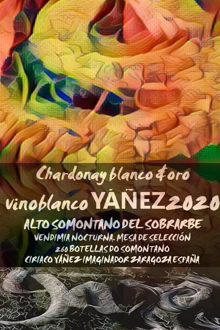 vino blanco YÁÑEZ DO SOMONTANO CHARDONNAY n2 blanco y oro 2020