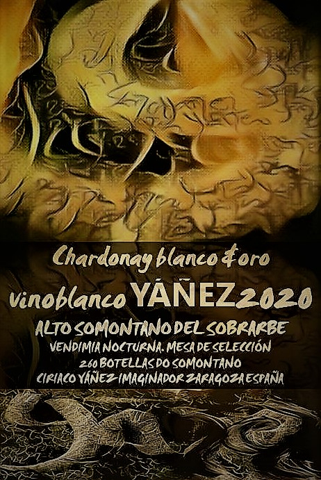 vino blanco YÁÑEZ DO SOMONTANO CHARDONNAY n3 blanco y oro 2020