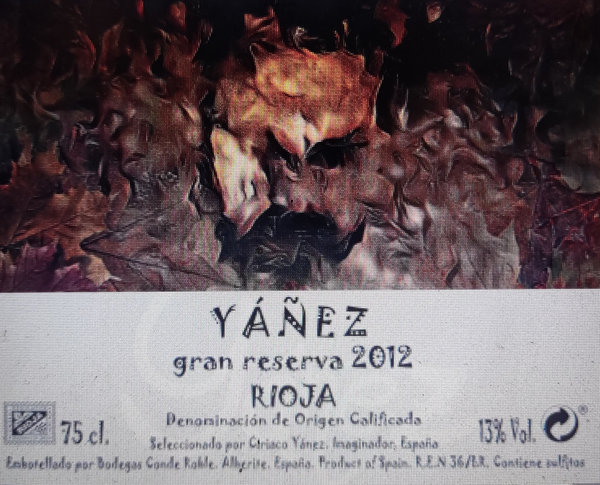vino tinto YÁÑEZ DO RIOJA gran reserva 2012