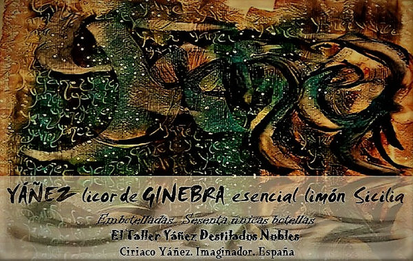 Ginebra Yáñez licor de ginebra esencial limón de Sicilia decantador