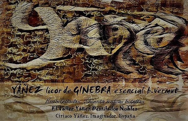 Ginebra Yáñez licor de ginebra esencial b,vermut decantador