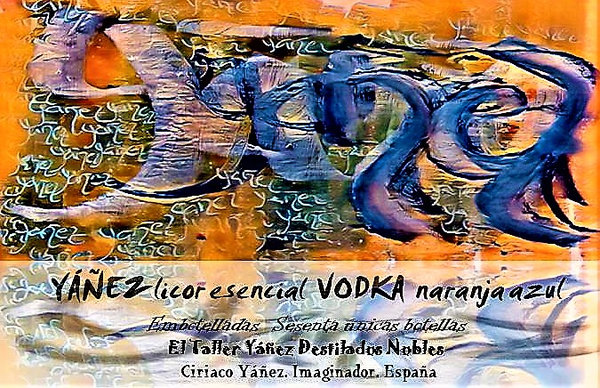 vodka Yáñez licor esencial vodka naranja azul decantador
